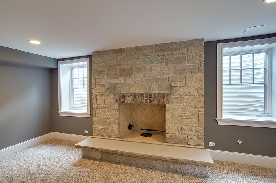 304-McArthur-Mt-Prospect - basement-fireplace-detail - Globex Developments Custom Homes