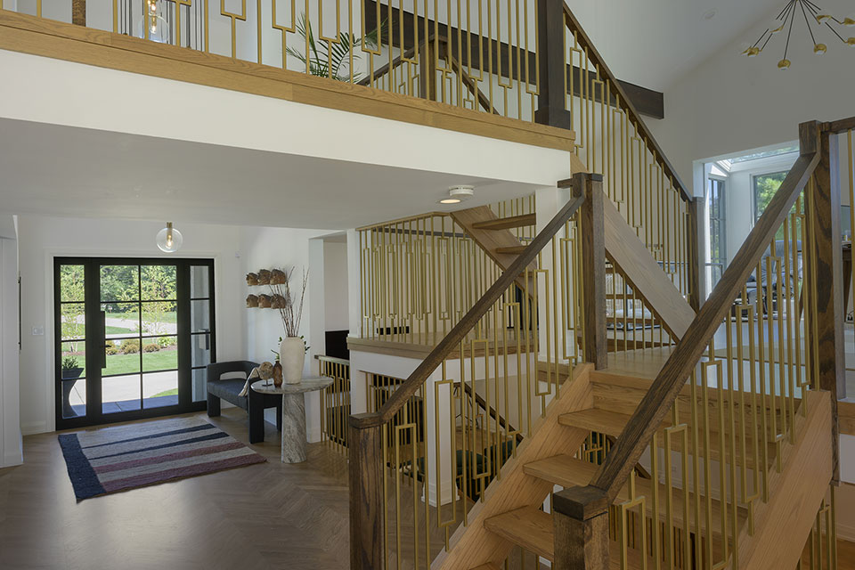 Branch-Rd-Glenview-Modern-Home - Entry-Door,-and-ome-Office-Staircase - Globex Developments Custom Homes