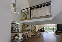 Branch-Rd-Glenview-Modern-Home - Home Office Staircase and Great Room Balcony Railing - Globex Developments Custom Homes