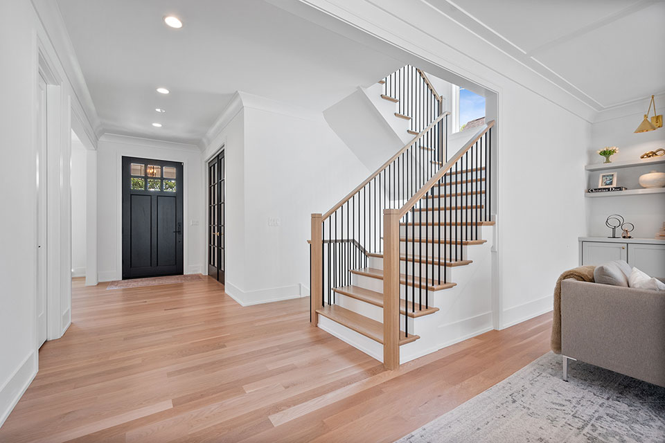 Glenview-Custom-Home-106 - Front Door, Staircase - Globex Developments Custom Homes