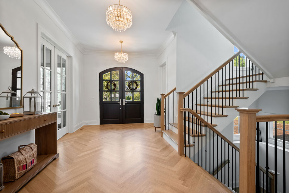 Glenview-Custom-Home-107 - Foyer Stairs - Globex Developments Custom Homes