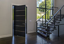 Modern-Home-Highland-Park - Pivot-Front-Door,-Open, Stairs - Globex Developments Custom Homes