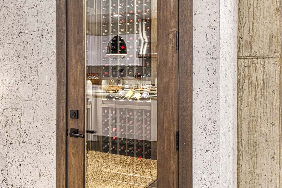 Angled View of Closed Wine Cellar Door