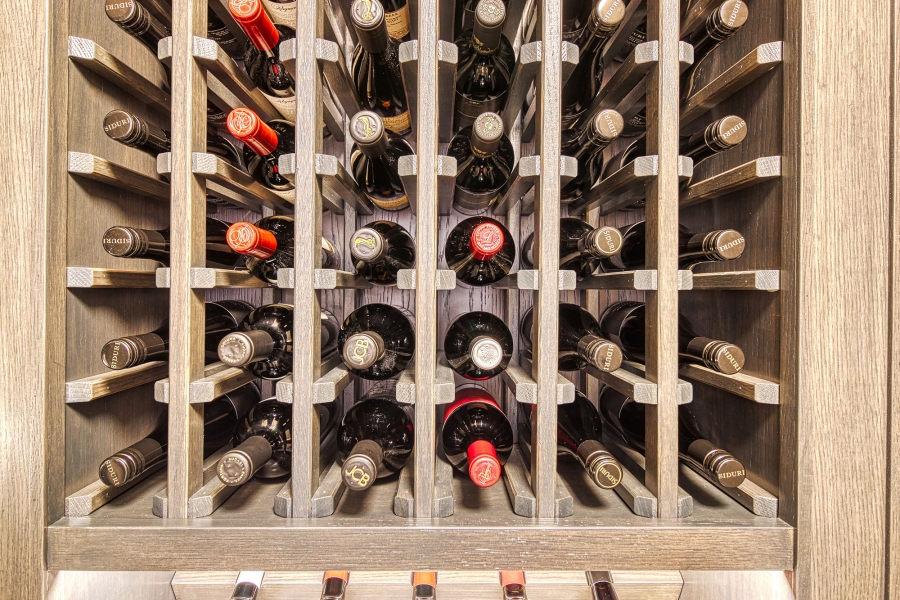 Straight Close Up of Modern Wine Rack