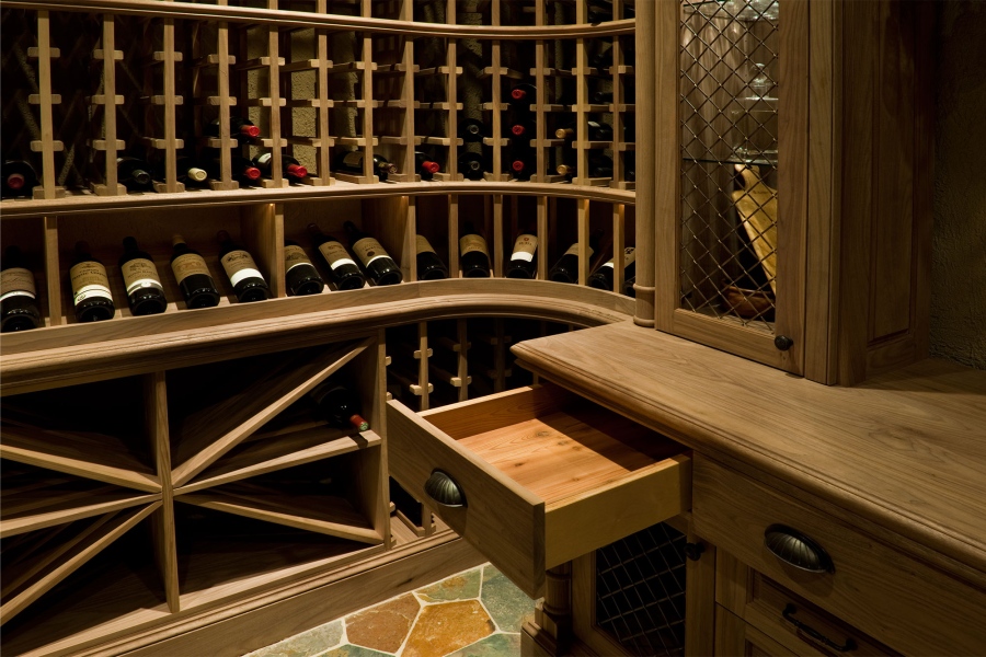 Custom Wine Cellar Counter Drawers
