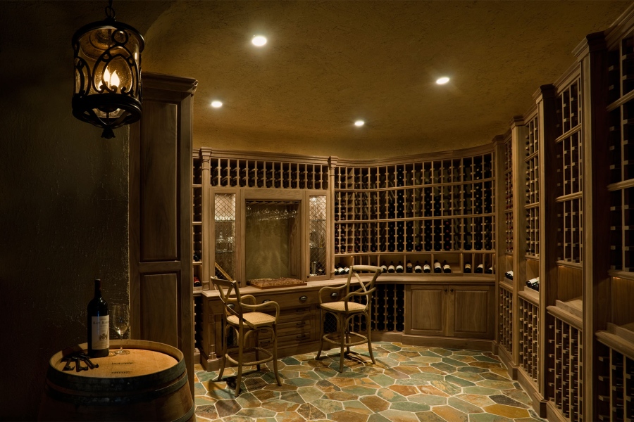 Interior View of Custom Wine Cellar